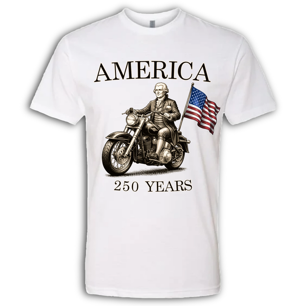 250 Years of America Thomas Jefferson on a Motorcycle