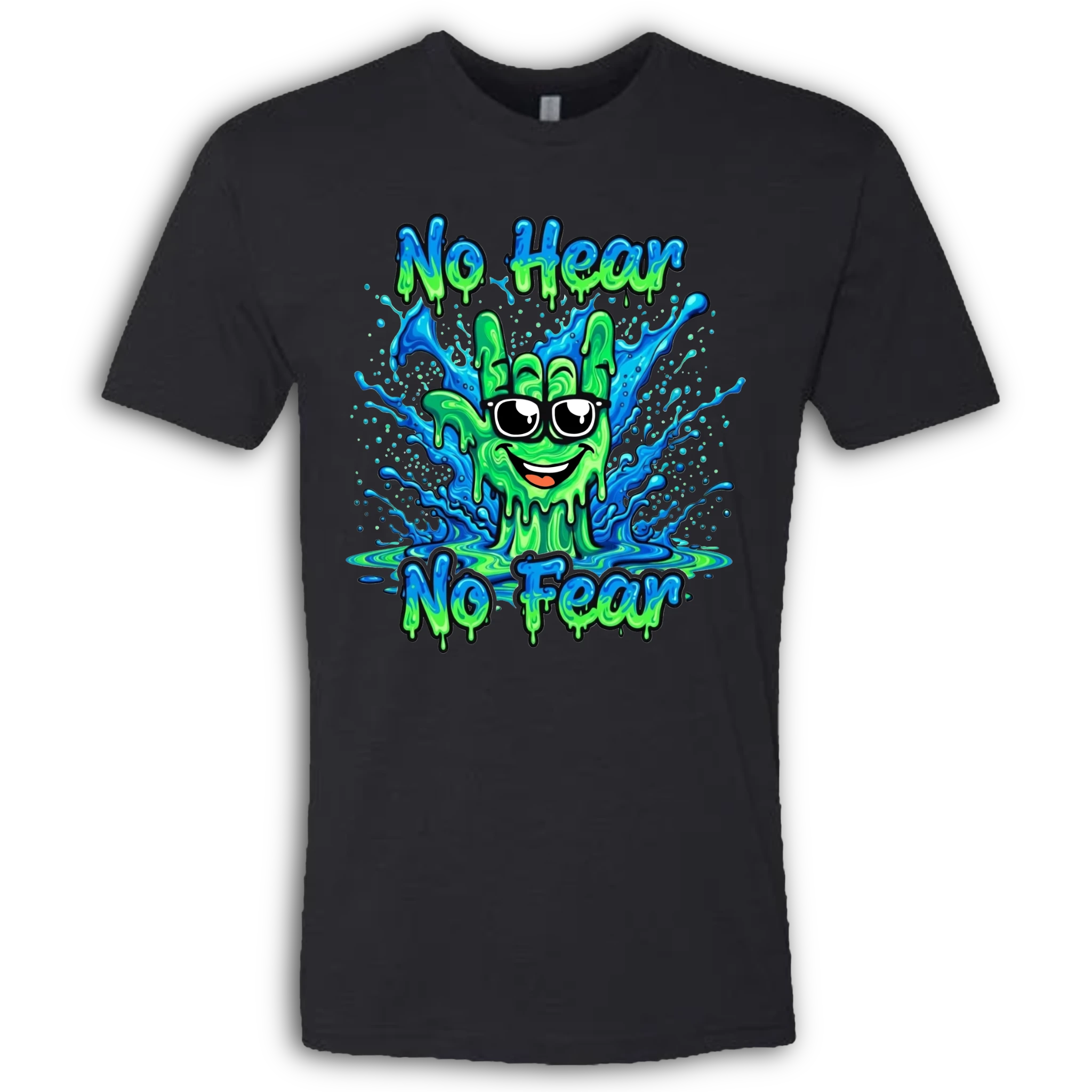 No Hear, No Fear Green/Blue T-Shirt