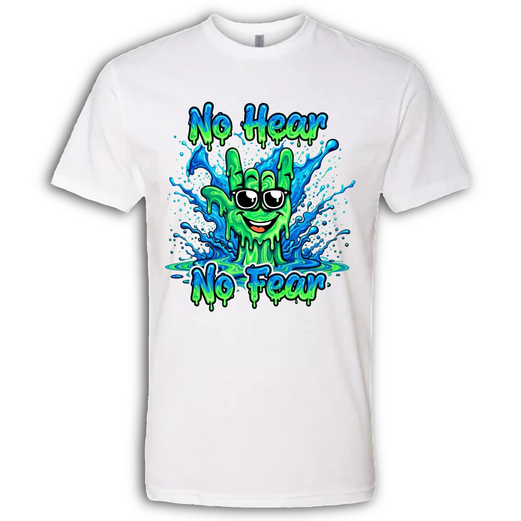 No Hear, No Fear Green/Blue T-Shirt