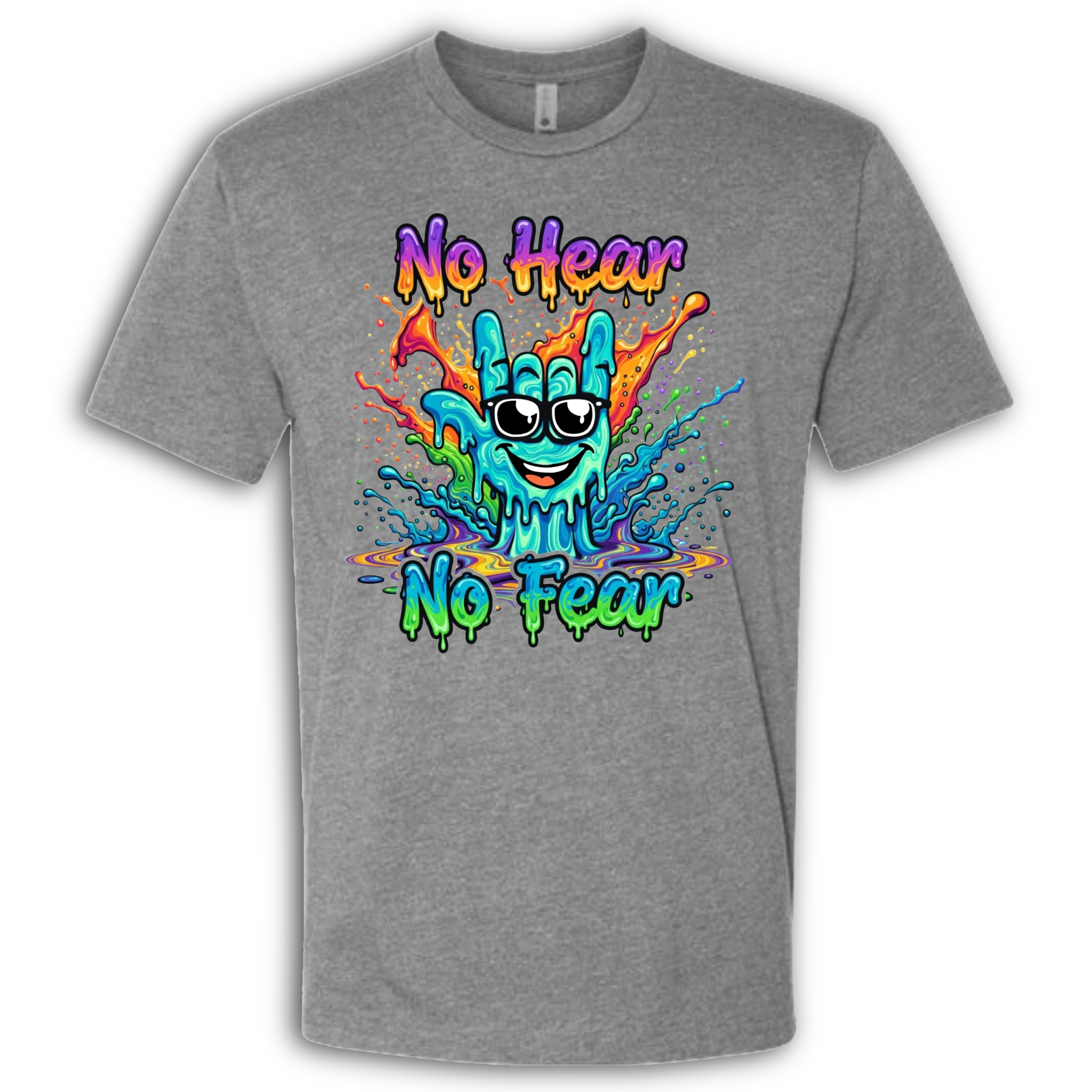 No Hear, No Fear Turquoise/Rainbow T-Shirt