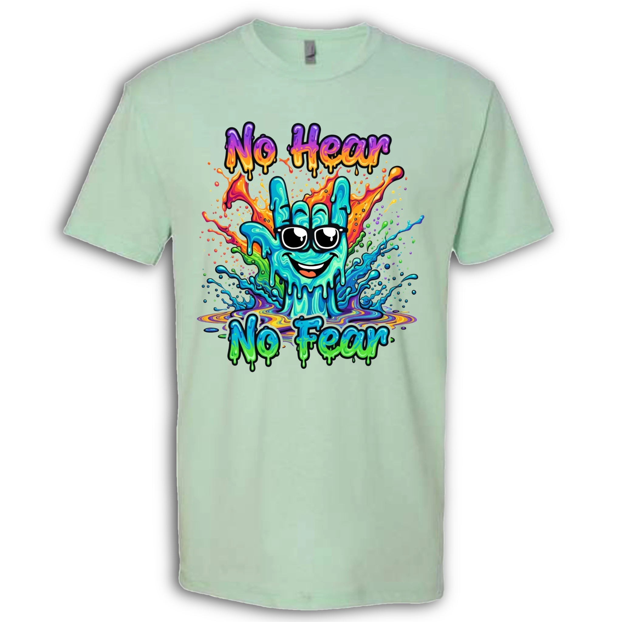 No Hear, No Fear Turquoise/Rainbow T-Shirt