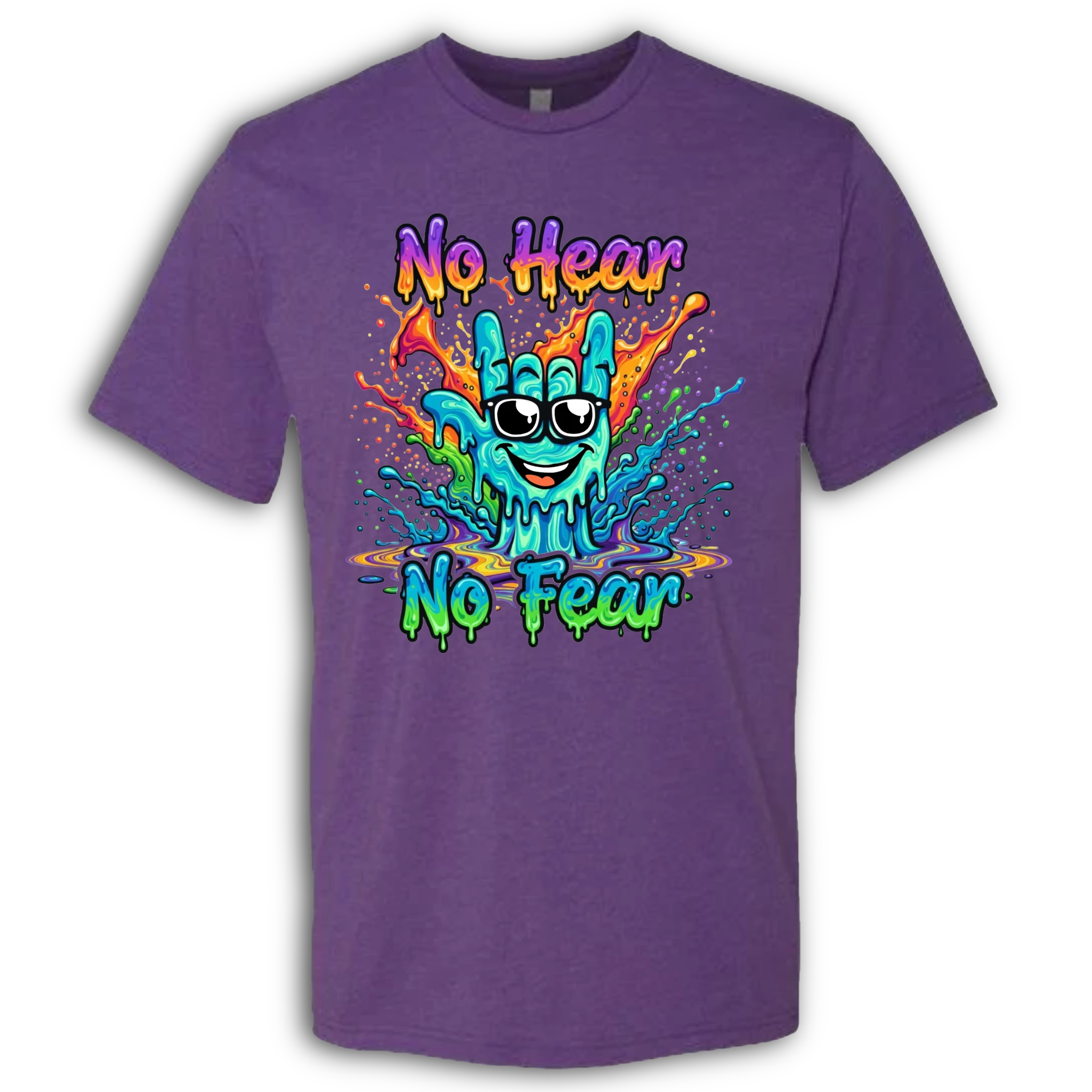 No Hear, No Fear Turquoise/Rainbow T-Shirt