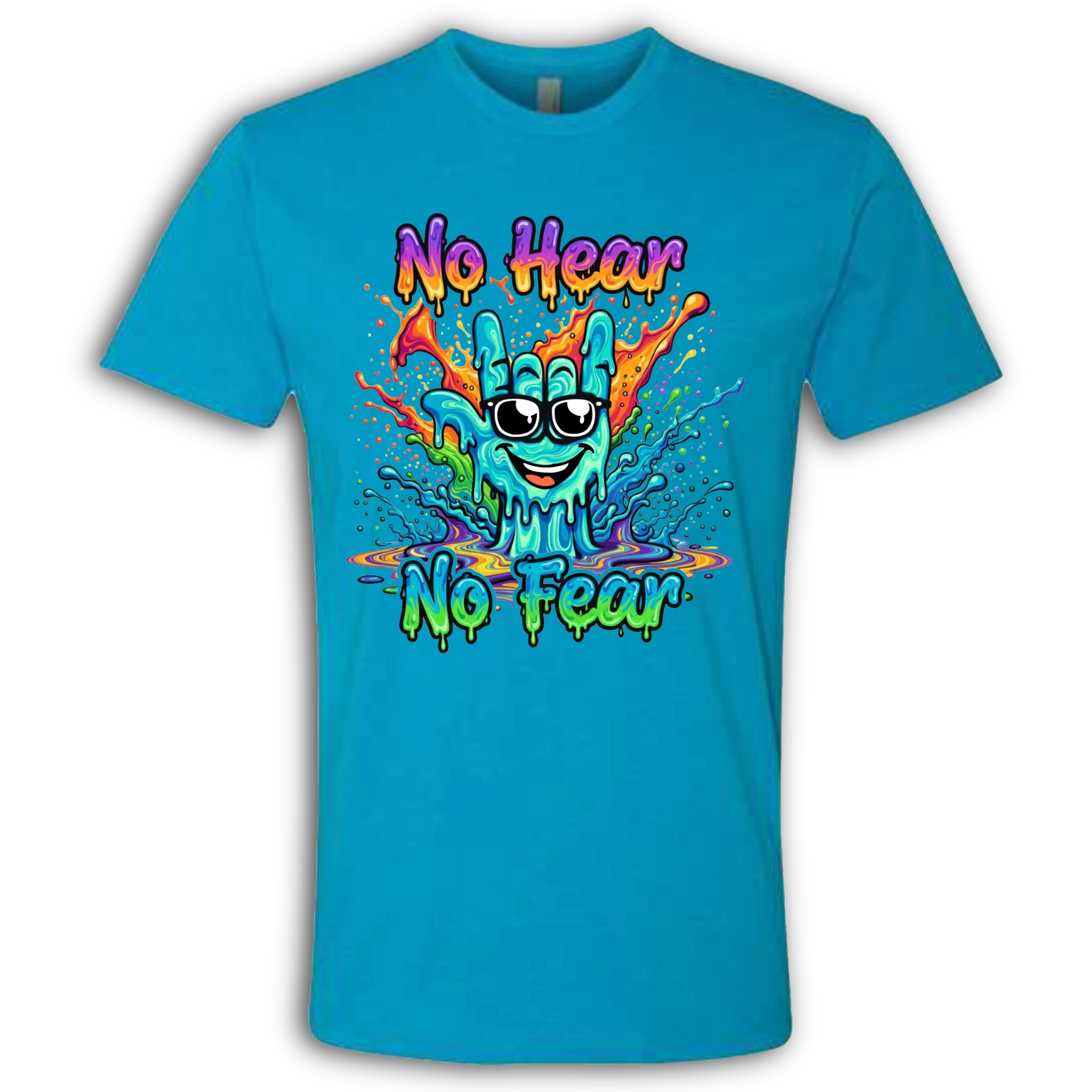 No Hear, No Fear Turquoise/Rainbow T-Shirt