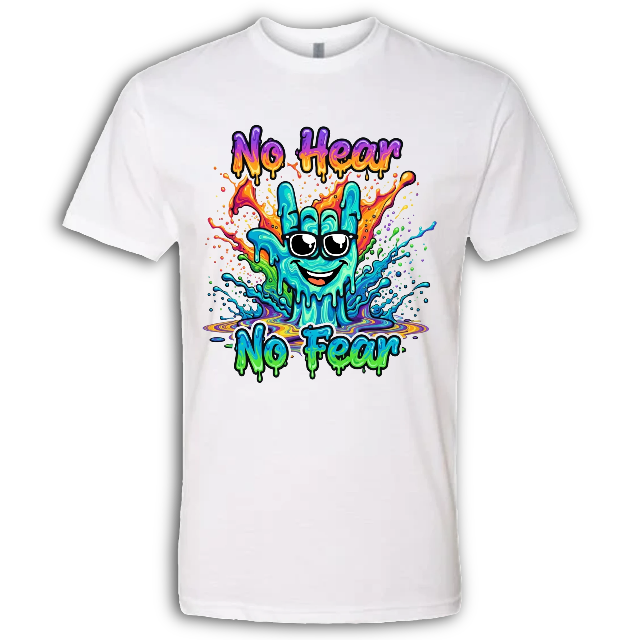 No Hear, No Fear Turquoise/Rainbow T-Shirt