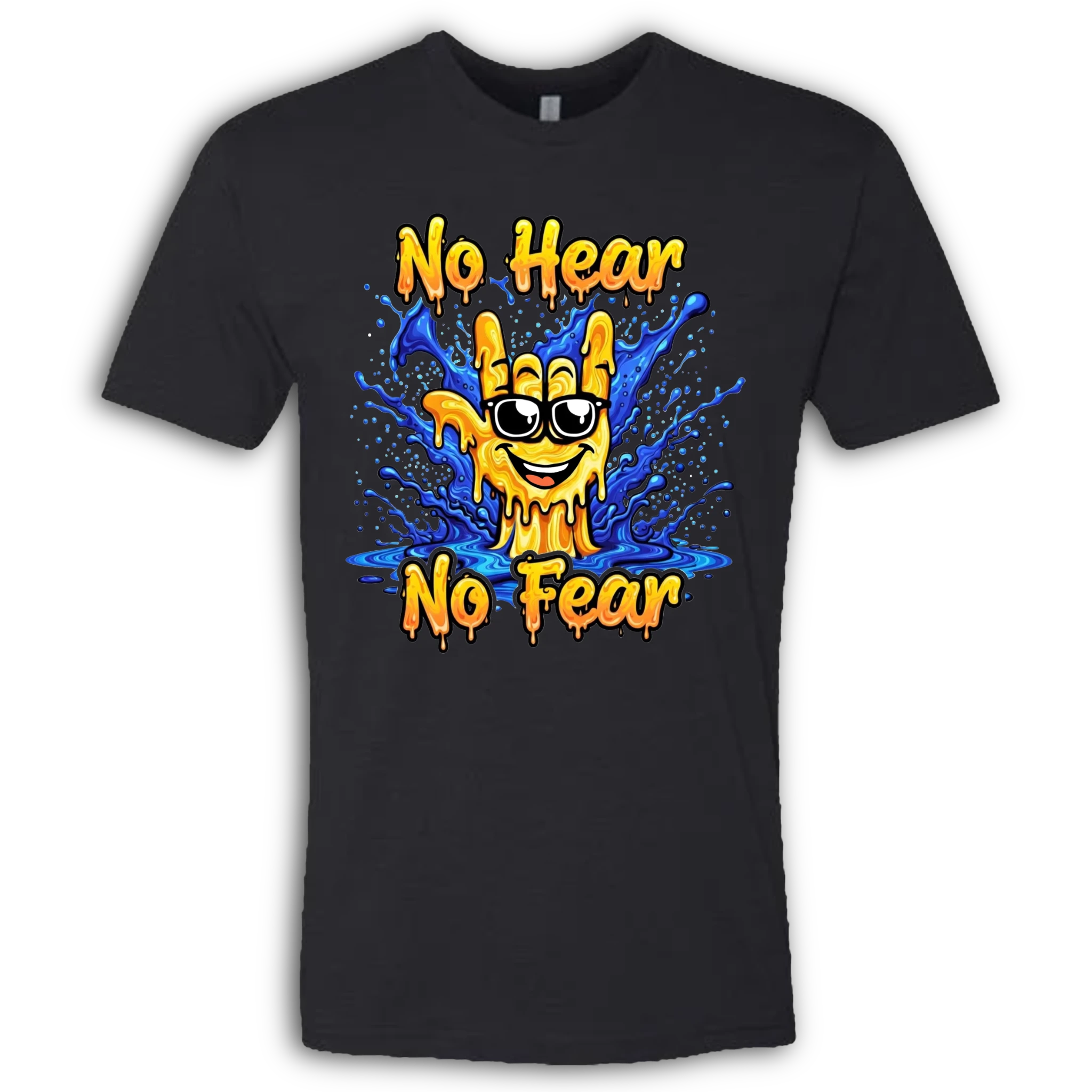 No Hear, No Fear Yellow/Blue T-Shirt