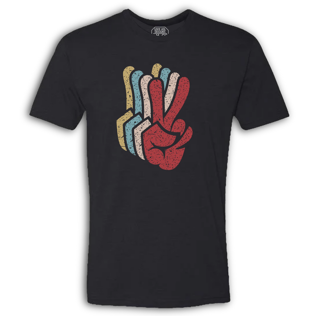 Peace SIgn Hands Layered Crew T-Shirt