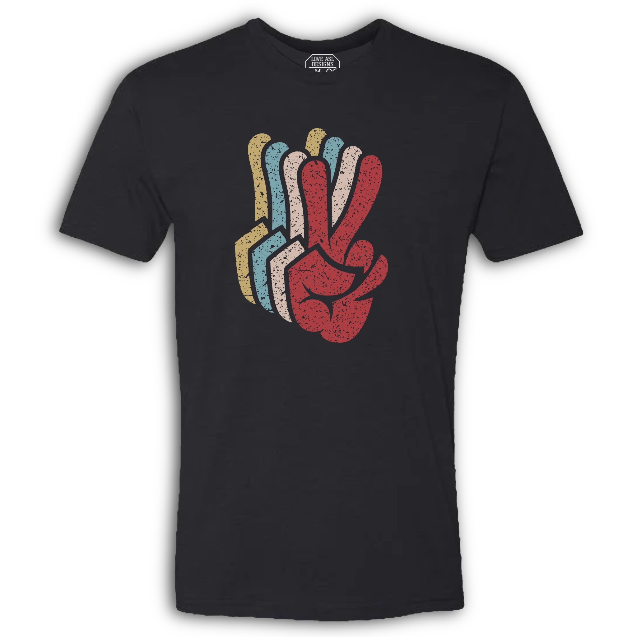 Peace SIgn Hands Layered Crew T-Shirt