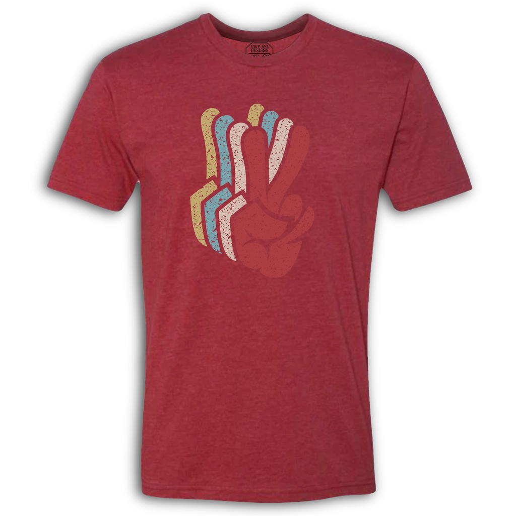 Peace SIgn Hands Layered Crew T-Shirt