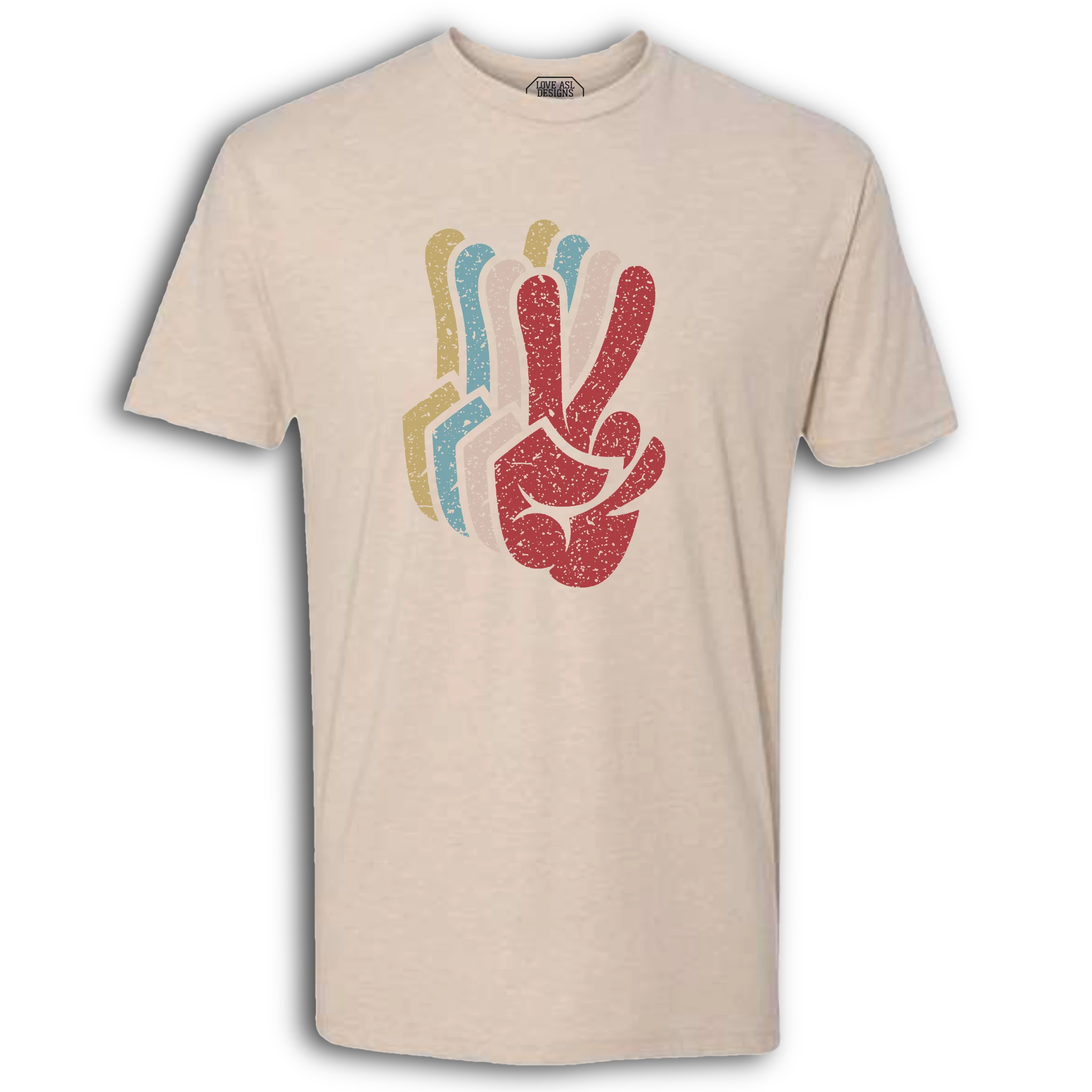 Peace SIgn Hands Layered Crew T-Shirt