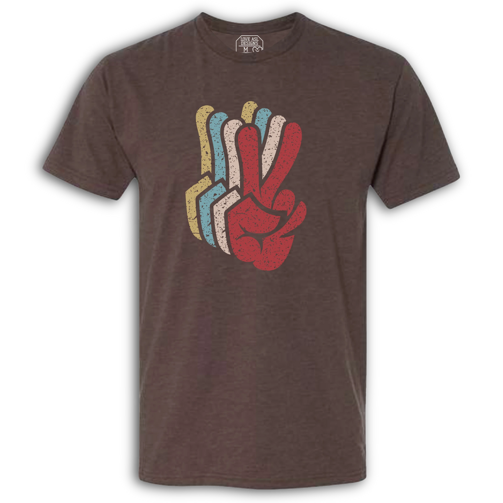 Peace SIgn Hands Layered Crew T-Shirt