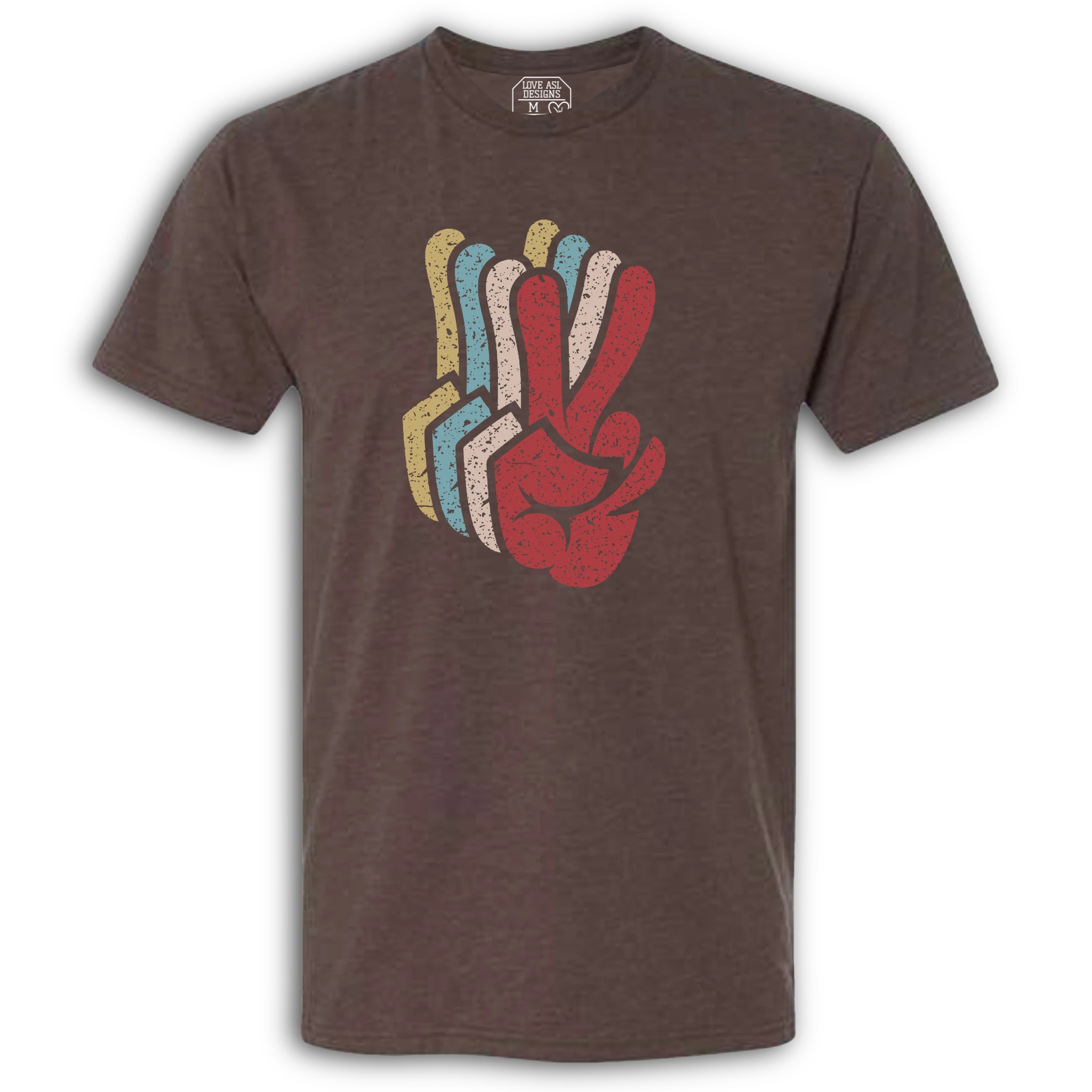 Peace SIgn Hands Layered Crew T-Shirt