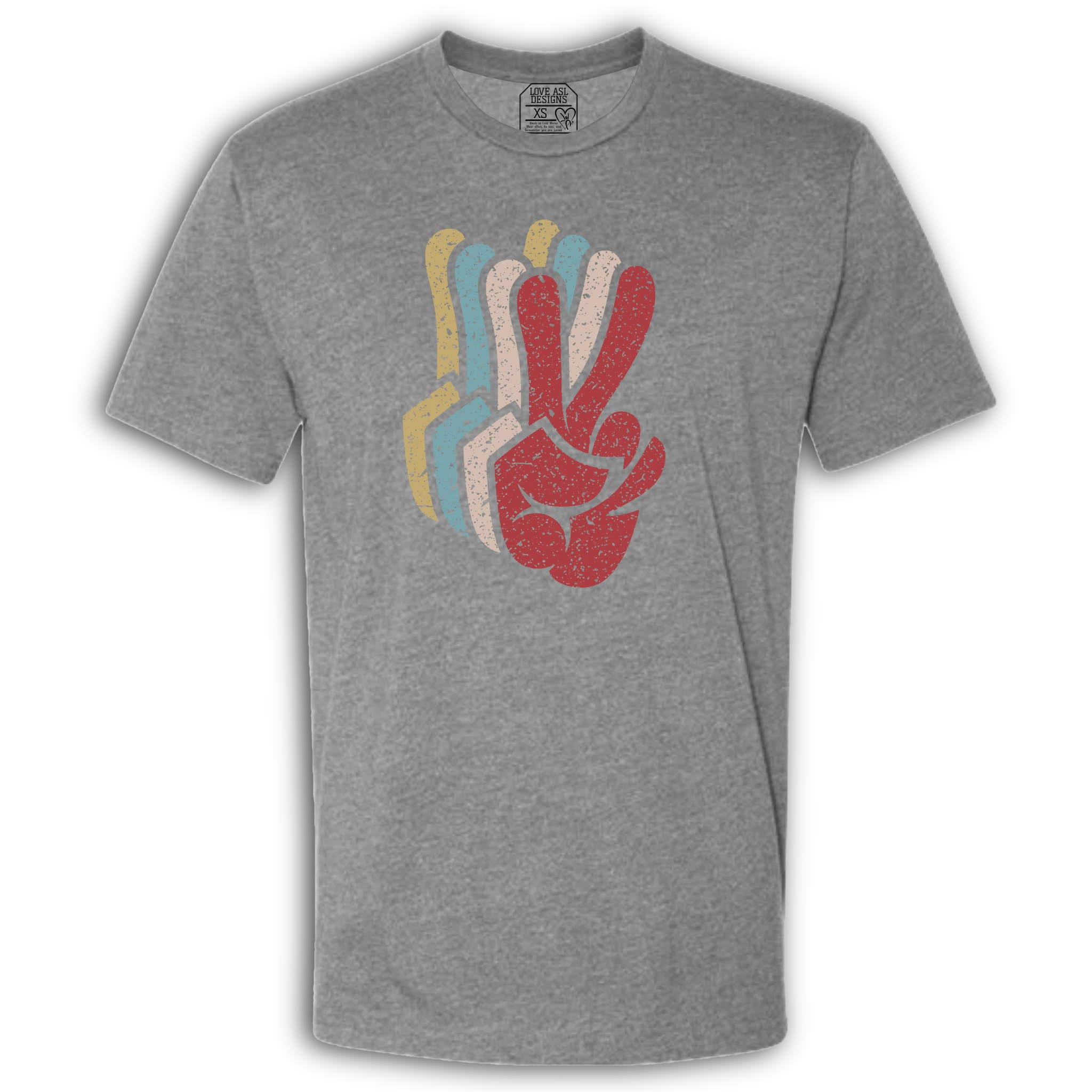 Peace SIgn Hands Layered Crew T-Shirt
