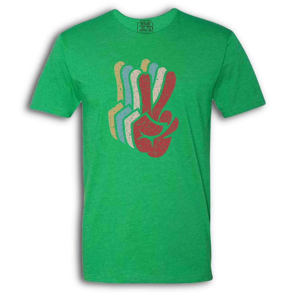 Peace SIgn Hands Layered Crew T-Shirt
