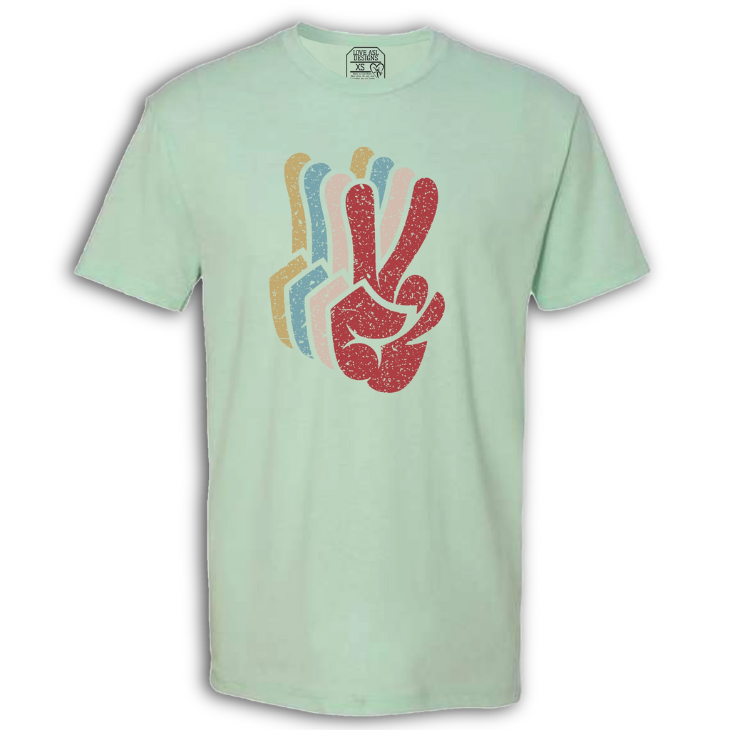 Peace SIgn Hands Layered Crew T-Shirt
