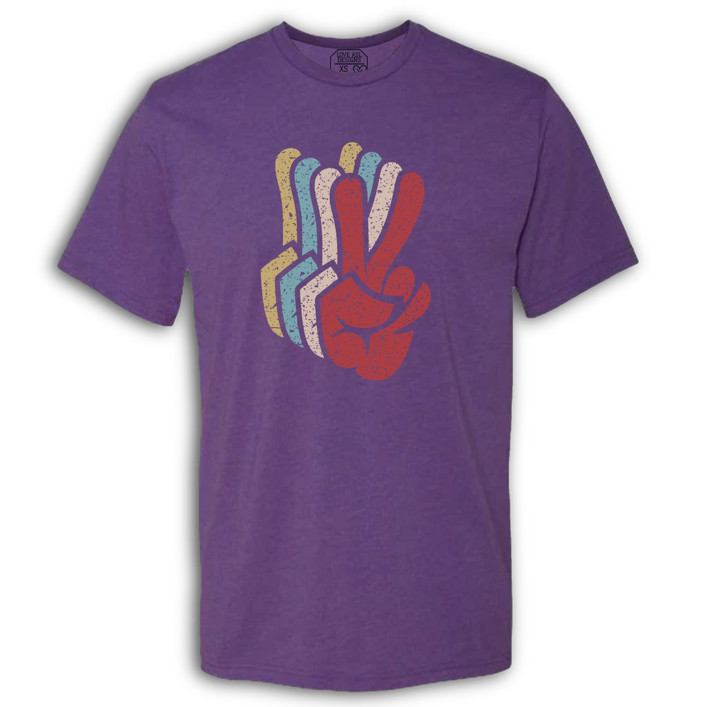 Peace SIgn Hands Layered Crew T-Shirt