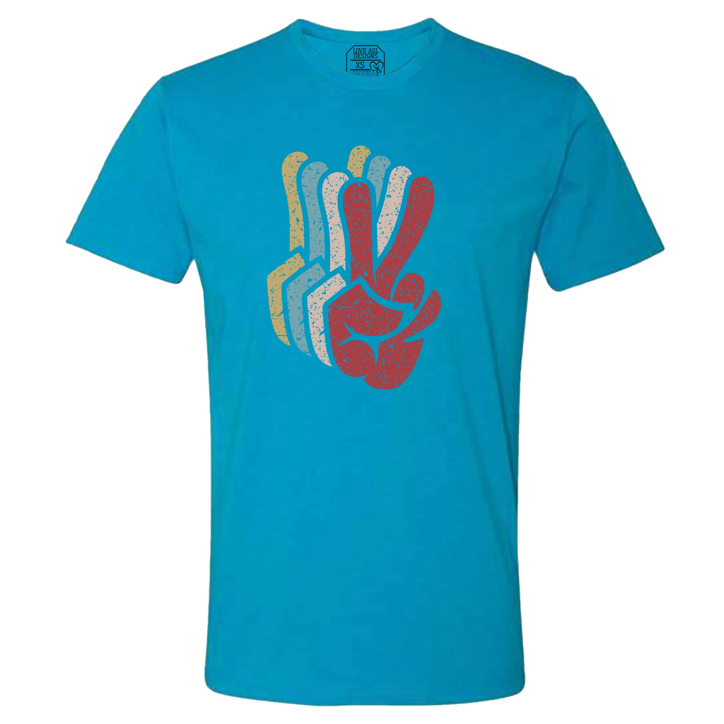 Peace SIgn Hands Layered Crew T-Shirt