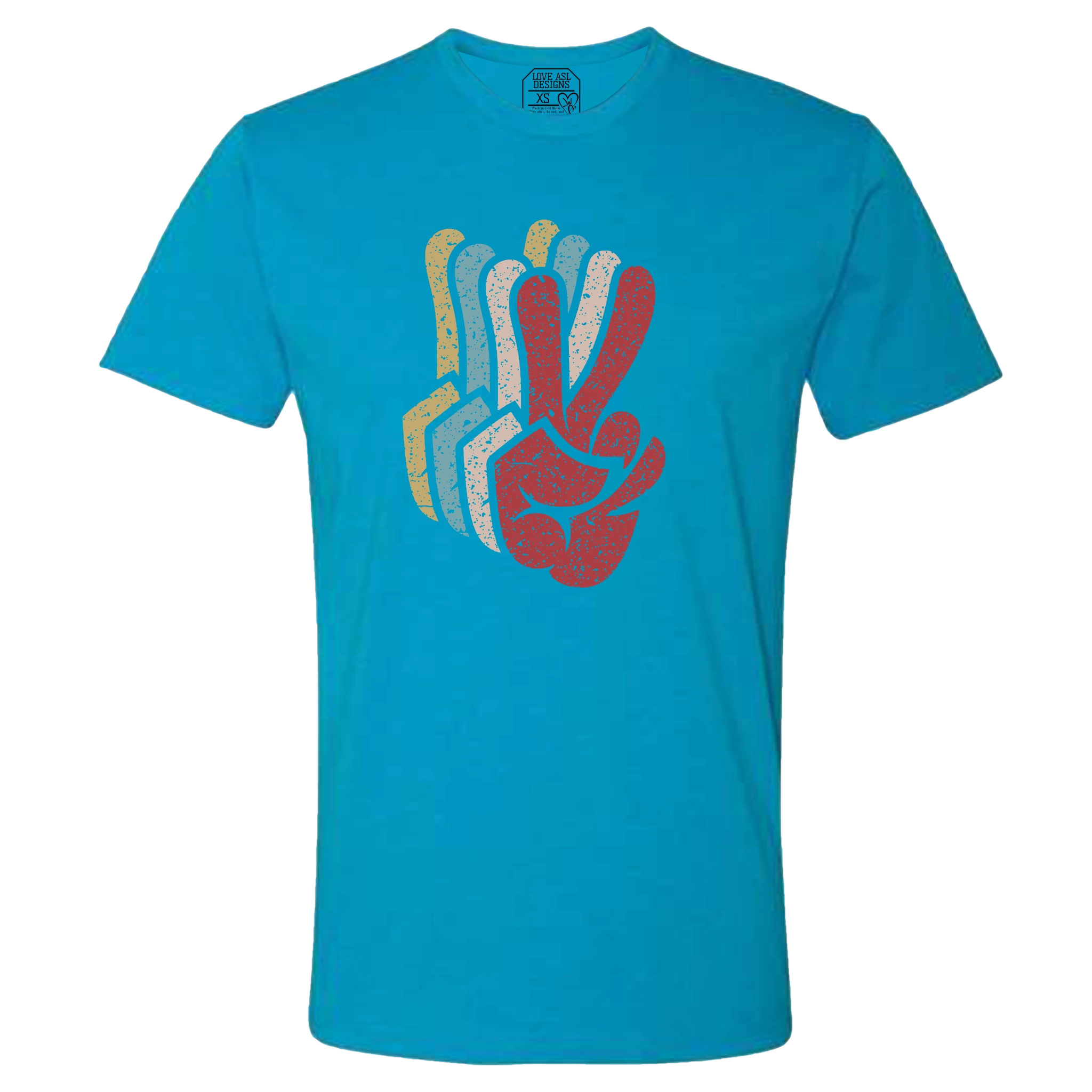 Peace SIgn Hands Layered Crew T-Shirt