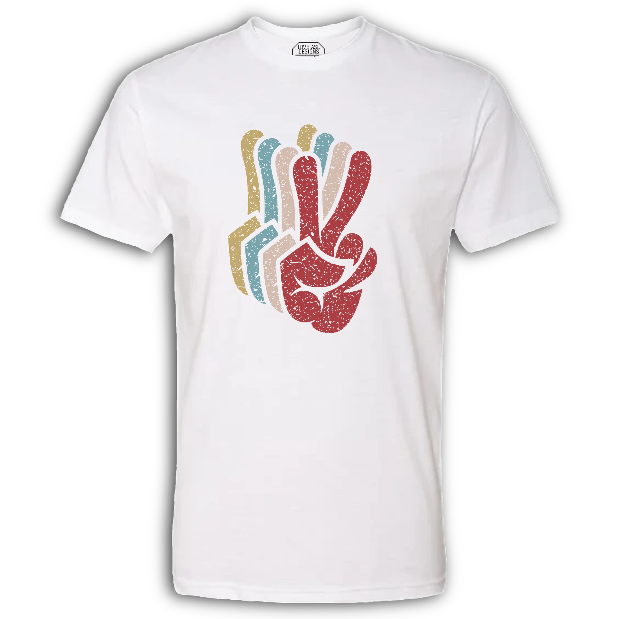 Peace SIgn Hands Layered Crew T-Shirt