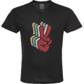 Peace SIgn Hands Layered V-Neck T-Shirt (MEN)