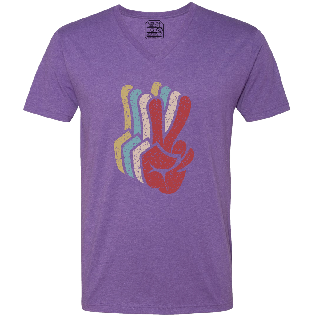 Peace SIgn Hands Layered V-Neck T-Shirt (MEN)