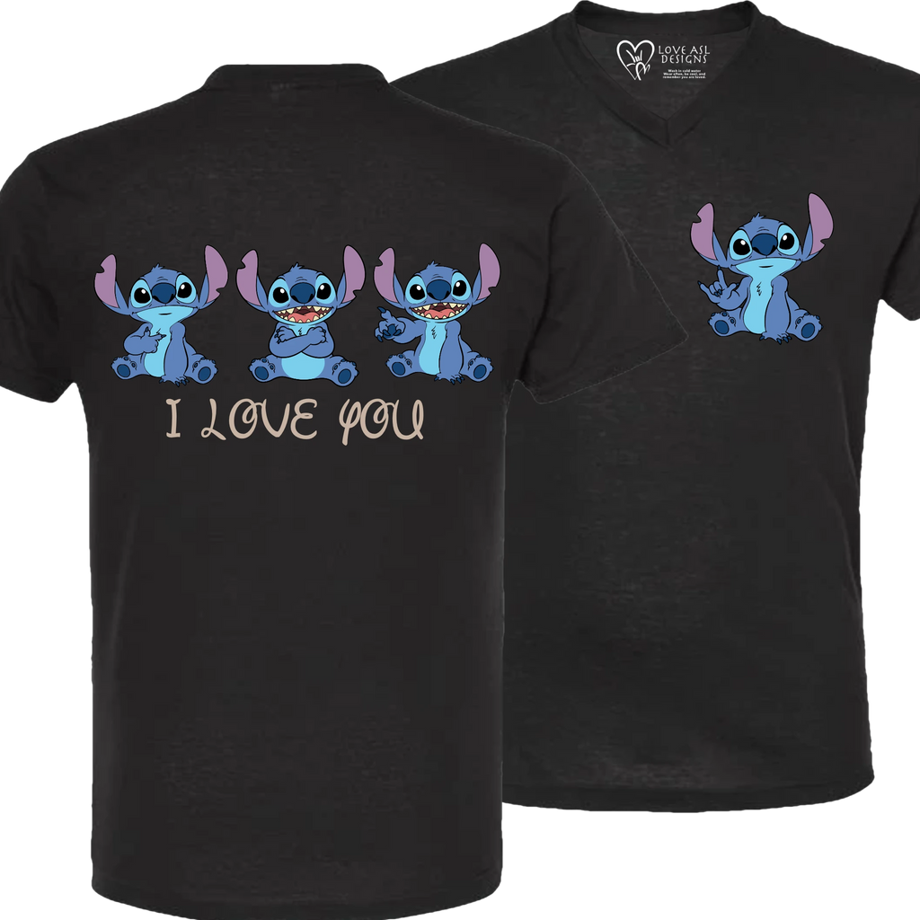 Stitch ILY I Love You V-Neck Shirt (MEN)
