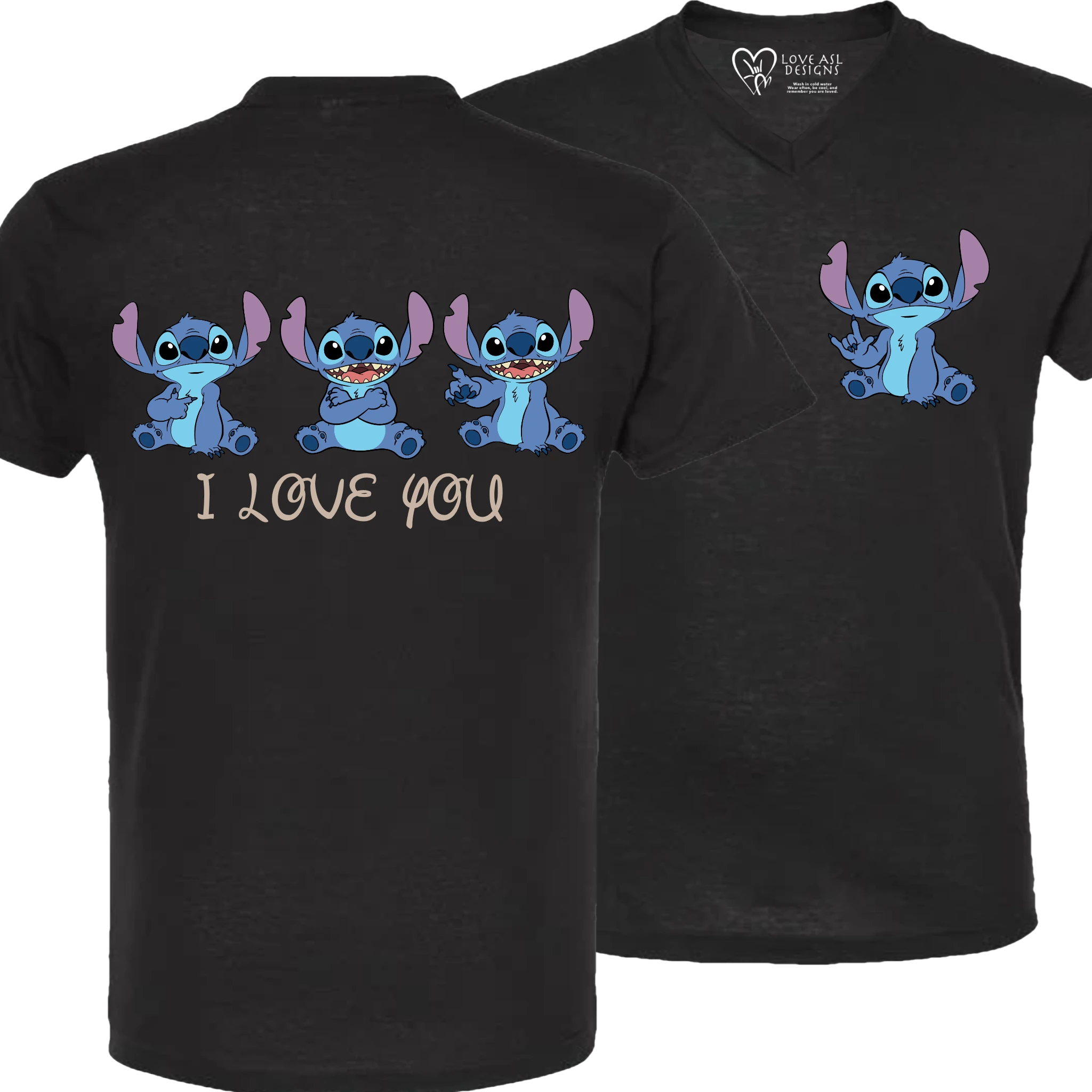 Stitch ILY I Love You V-Neck Shirt (MEN)