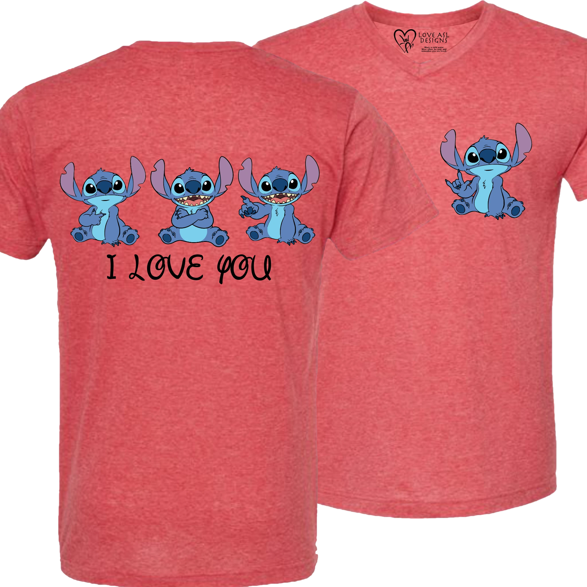 Stitch ILY I Love You V-Neck Shirt (MEN)