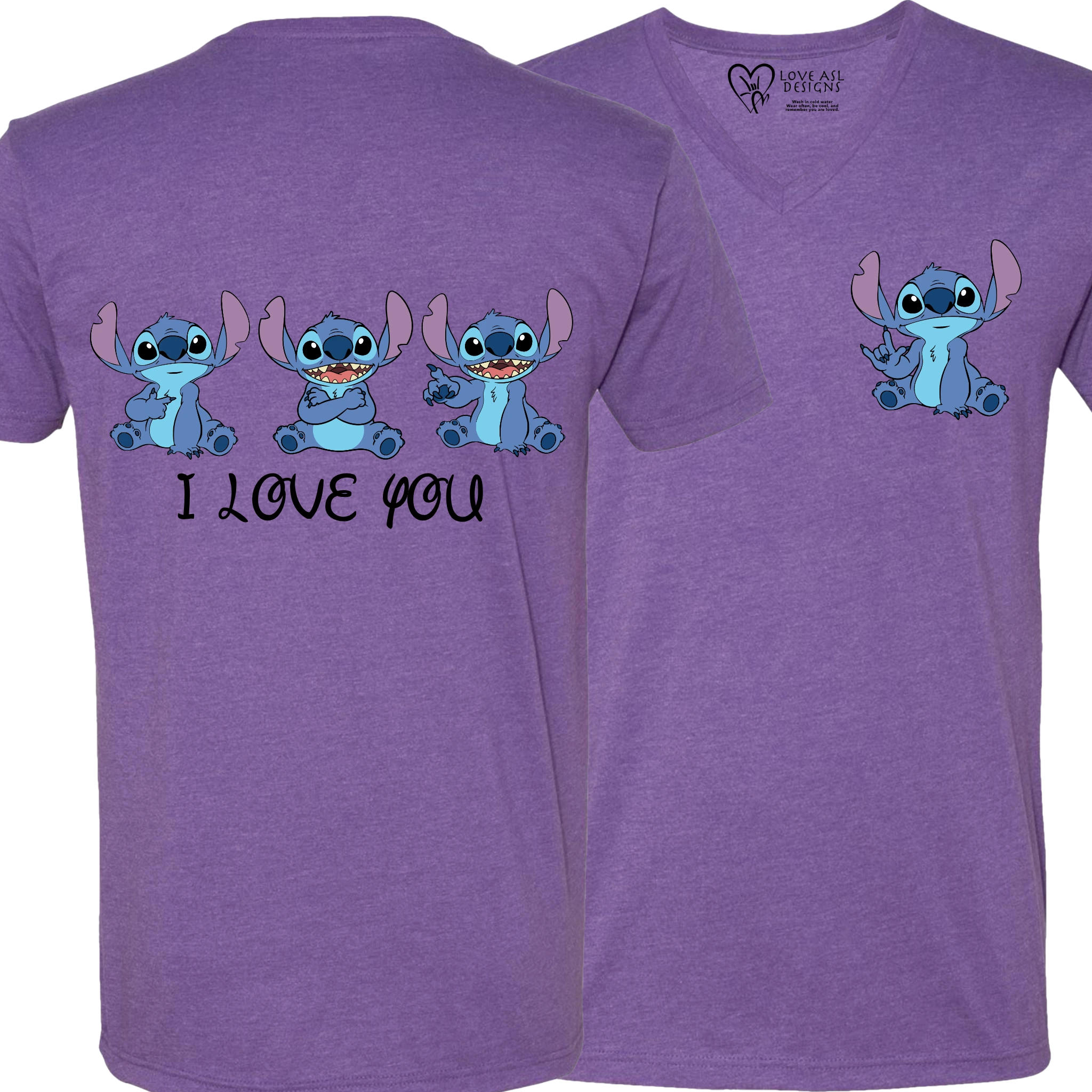 Stitch ILY I Love You V-Neck Shirt (MEN)