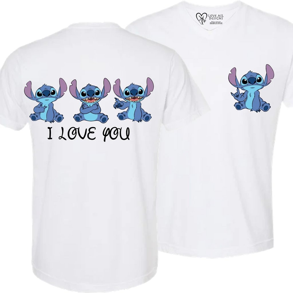 Stitch ILY I Love You V-Neck Shirt (MEN)