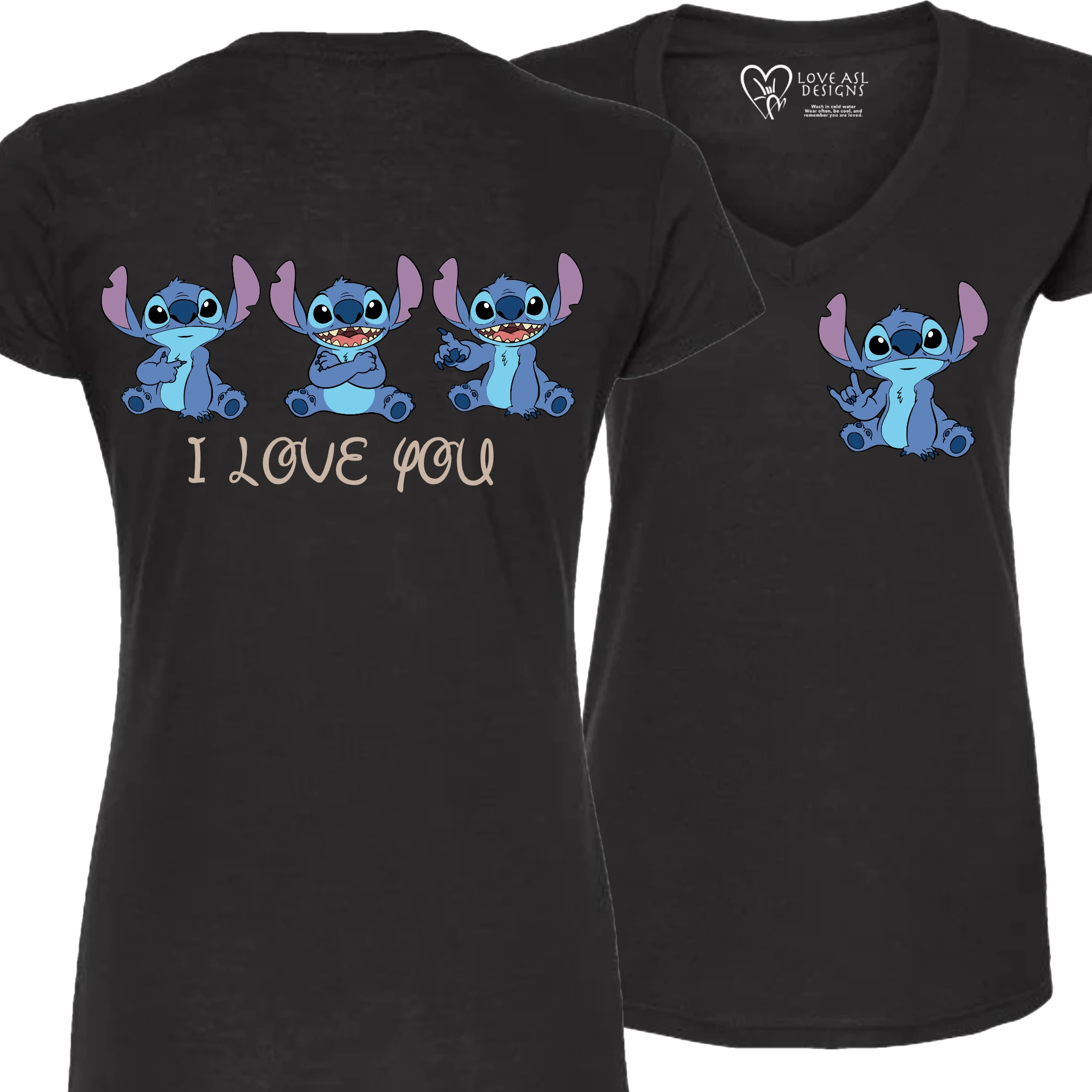 Stitch ILY I Love You V-Neck Shirt (WOMEN)