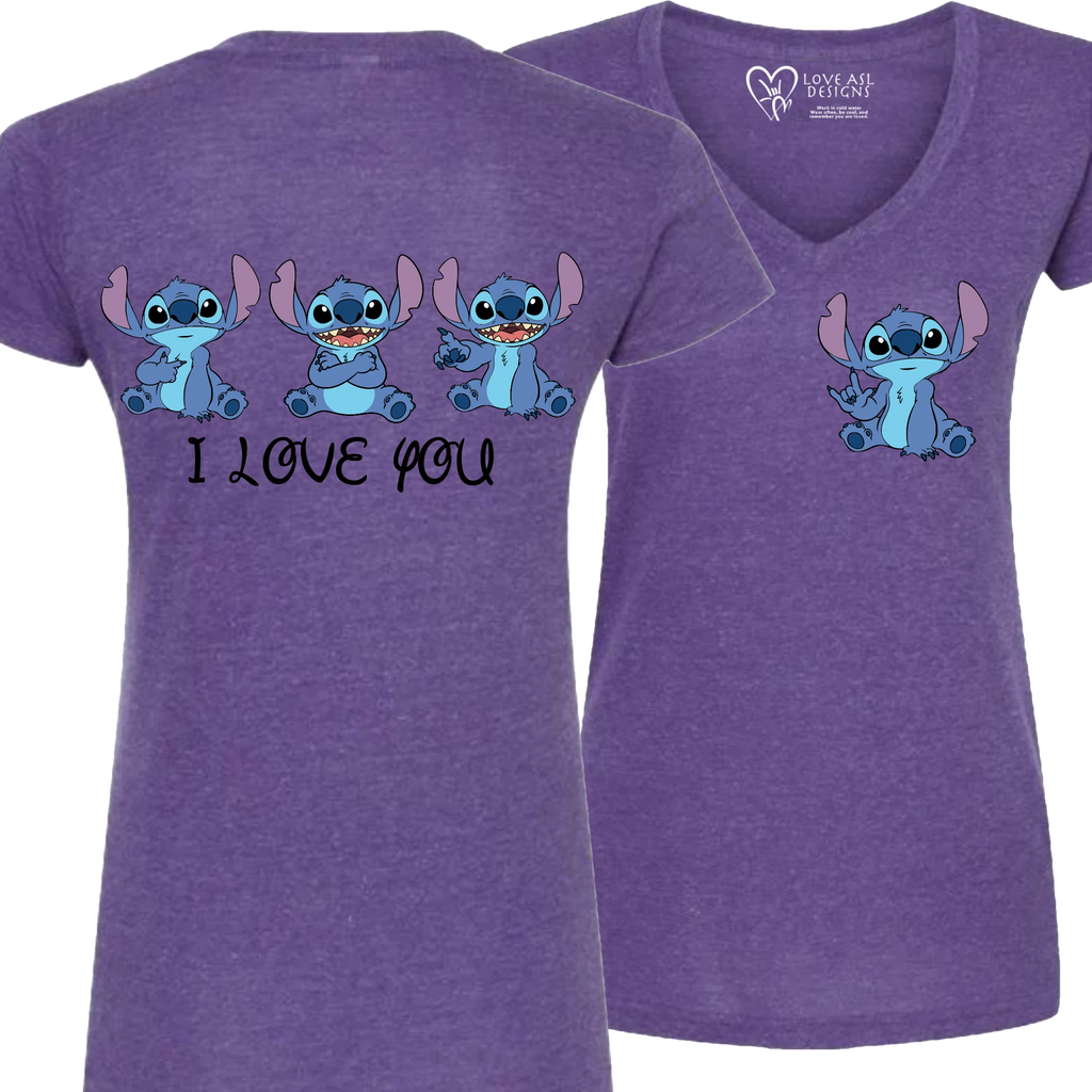 Stitch ILY I Love You V-Neck Shirt (WOMEN)