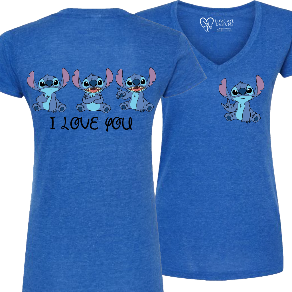 Stitch ILY I Love You V-Neck Shirt (WOMEN)