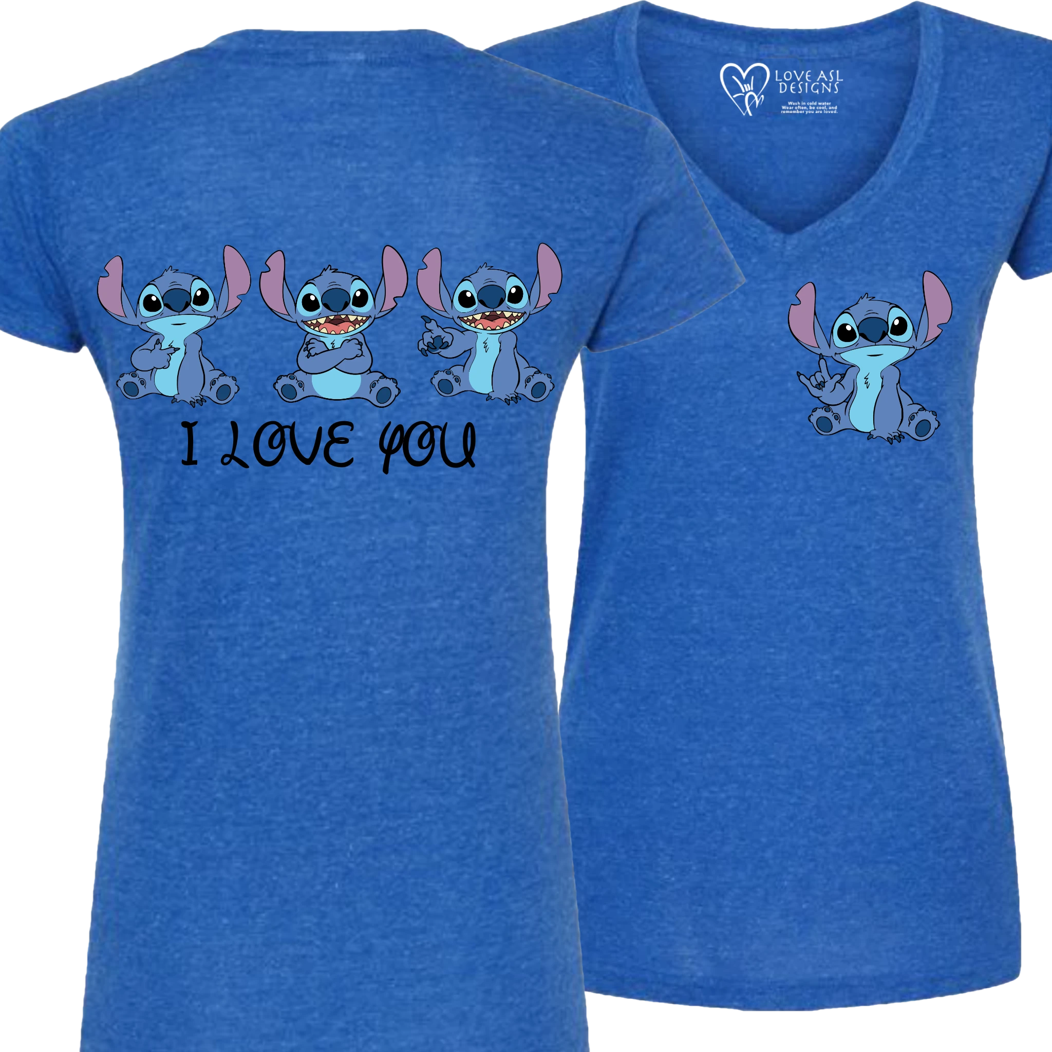 Stitch ILY I Love You V-Neck Shirt (WOMEN)