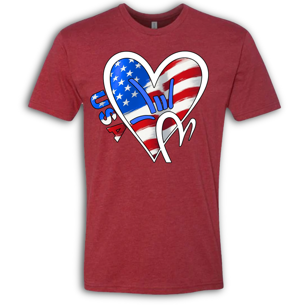 USA Flag ILY HEART T-Shirt